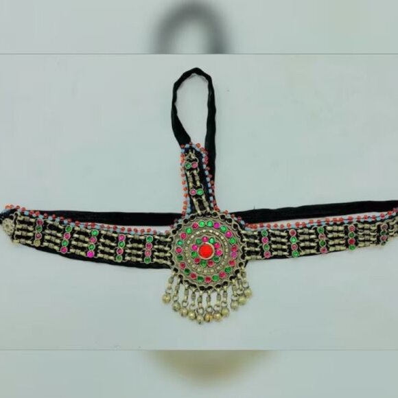 Afghan Multicolor Mathapatti, Tribal Kuchi Headpiece, Hair Jewelry main image 6